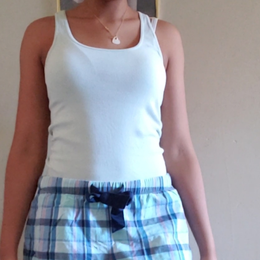 (94)Old Navy Women's Light Blue Ribbed Tank Top Size Medium (EUC)